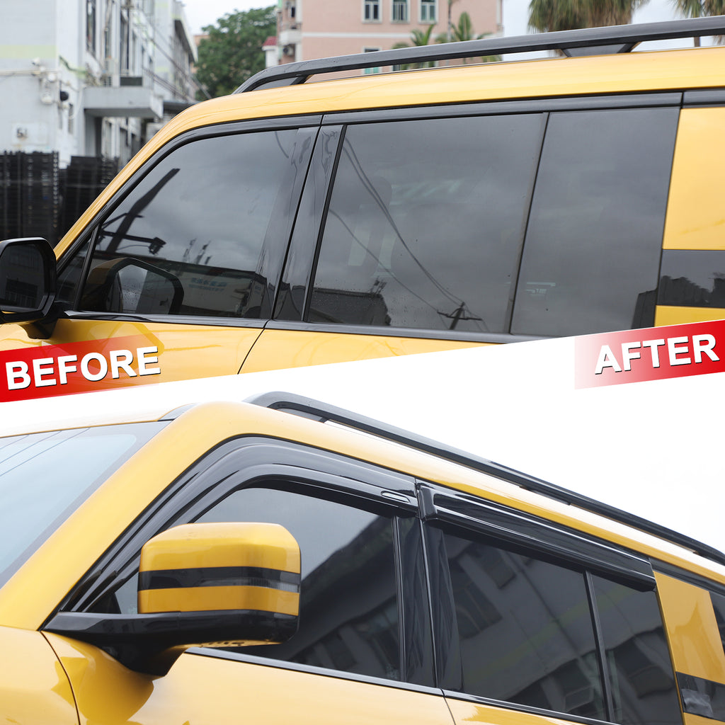 4pcs Original Window Visors Compatible with 23+ FormulaLeopard 5 Extra Durable Tape-on, UV Protection Rain Guard, Dark Smoke, In-Channel Style, Original Vent Wind Deflector