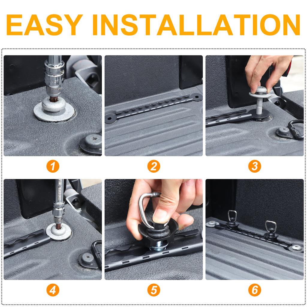 L-Track Rail Cargo Control L Track Tie Down System Compatible with Toyota Tacoma 2024-2026