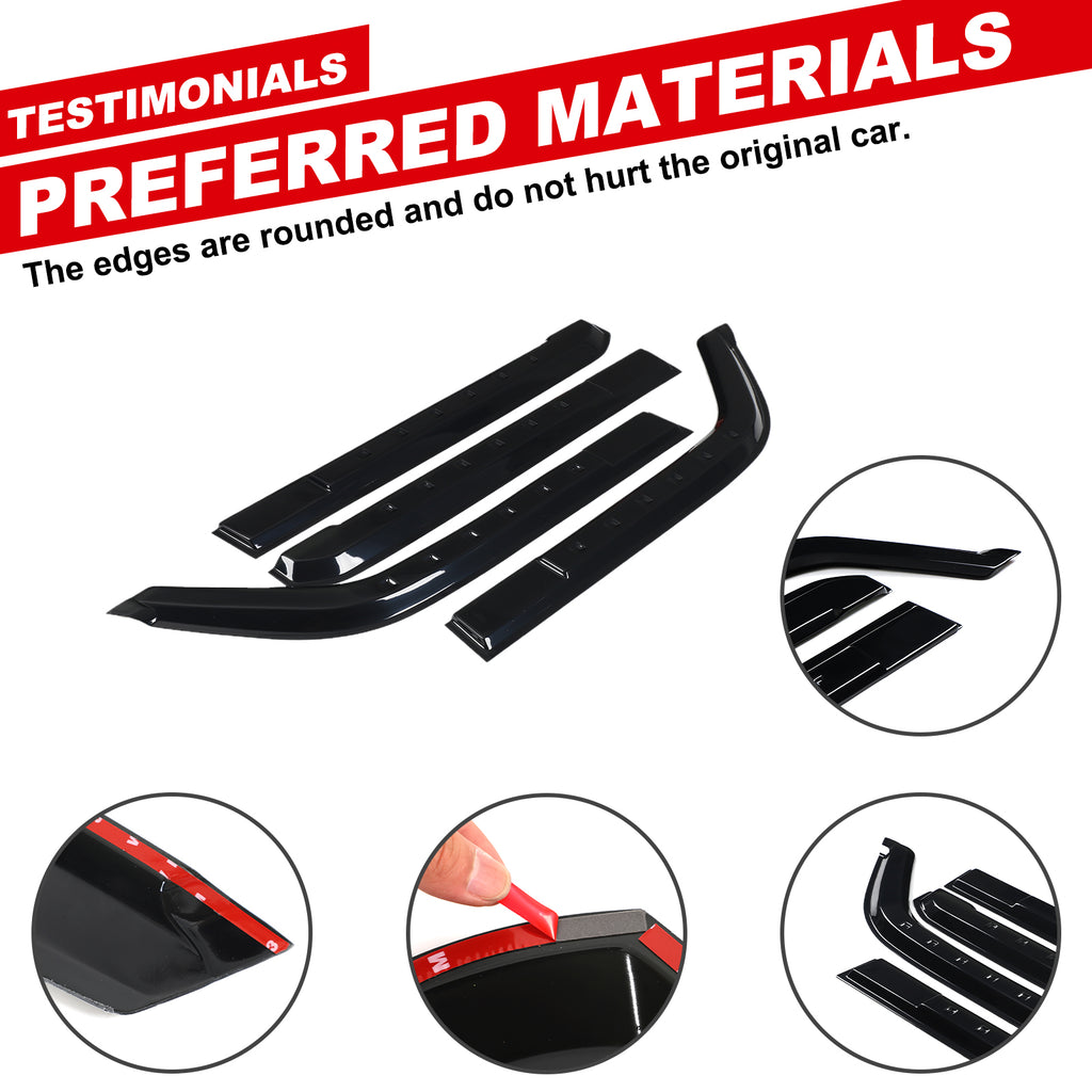 4pcs Original Window Visors Compatible with 26+ Toyota Land Cruiser FJ Extra Durable Tape-on, UV Protection Rain Guard, Dark Smoke, In-Channel Style, Original Vent Wind Deflector