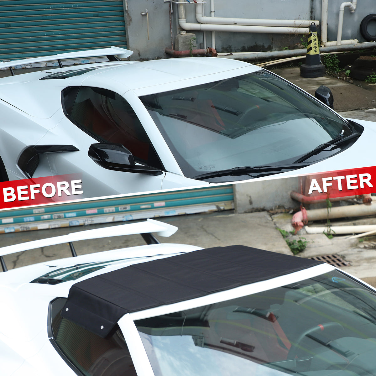 Car Temporary Sport Targa Top Compatible with Chevrolet Corvette C8 2020-2026 Accessories Targa Top Sunshade Protect